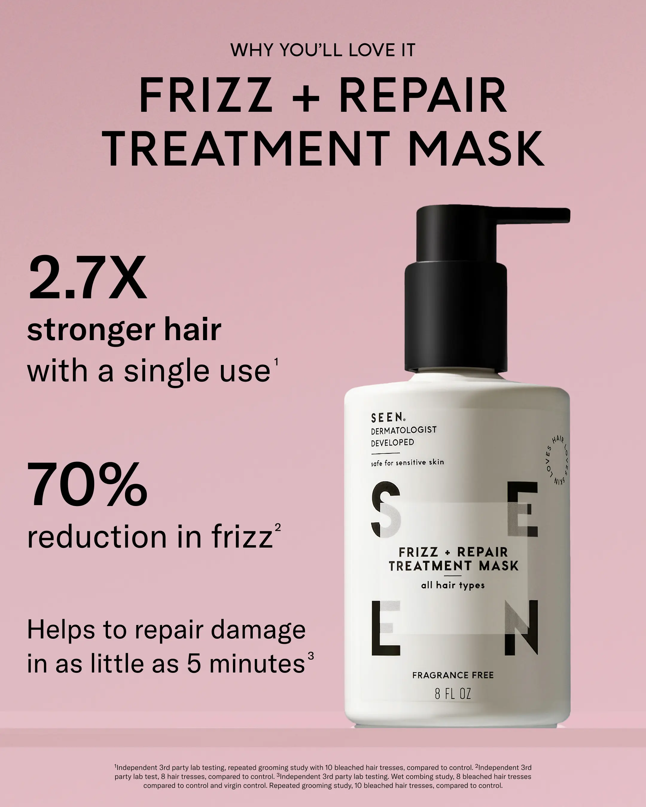 SEEN Frizz + Repair Treatment Mask, Fragrance Free - Image 3